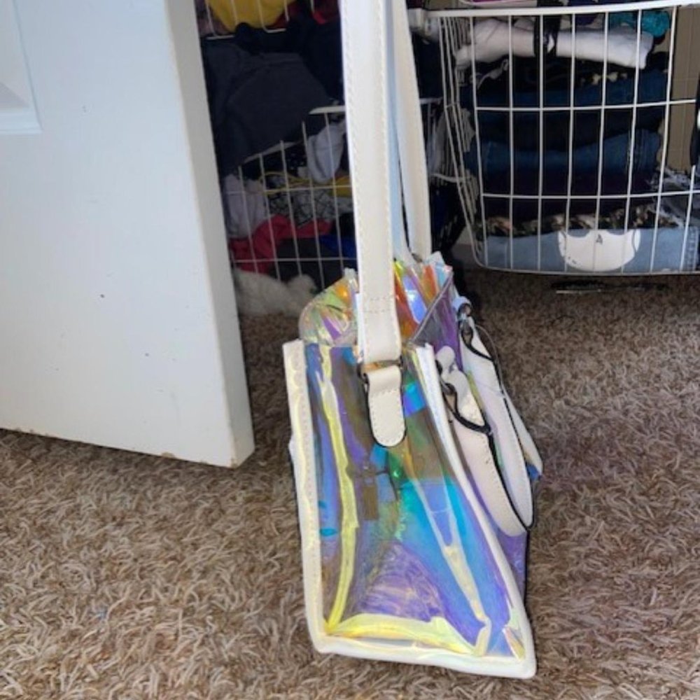 White Rainbow transparent hand/ should bag